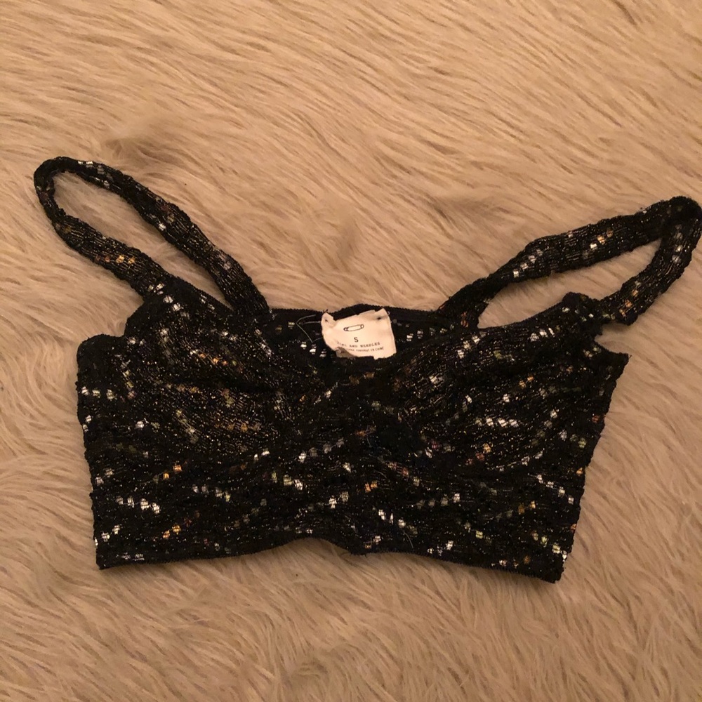 Black and Gold Free People Bralette Top